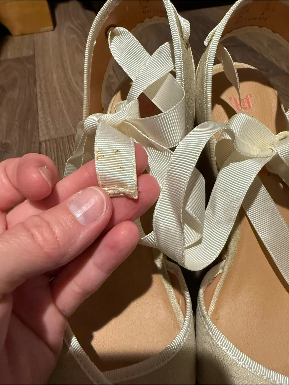 Women's Cream Espadrille Wedge Sandals with Ankle Tie